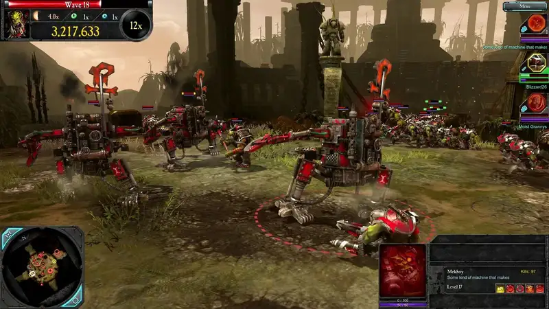 In-game screenshot of Dawn of War 2 showing intense tactical combat