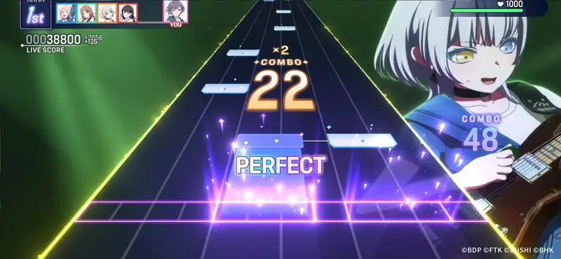 BanG Dream Our Notes Gameplay Interface