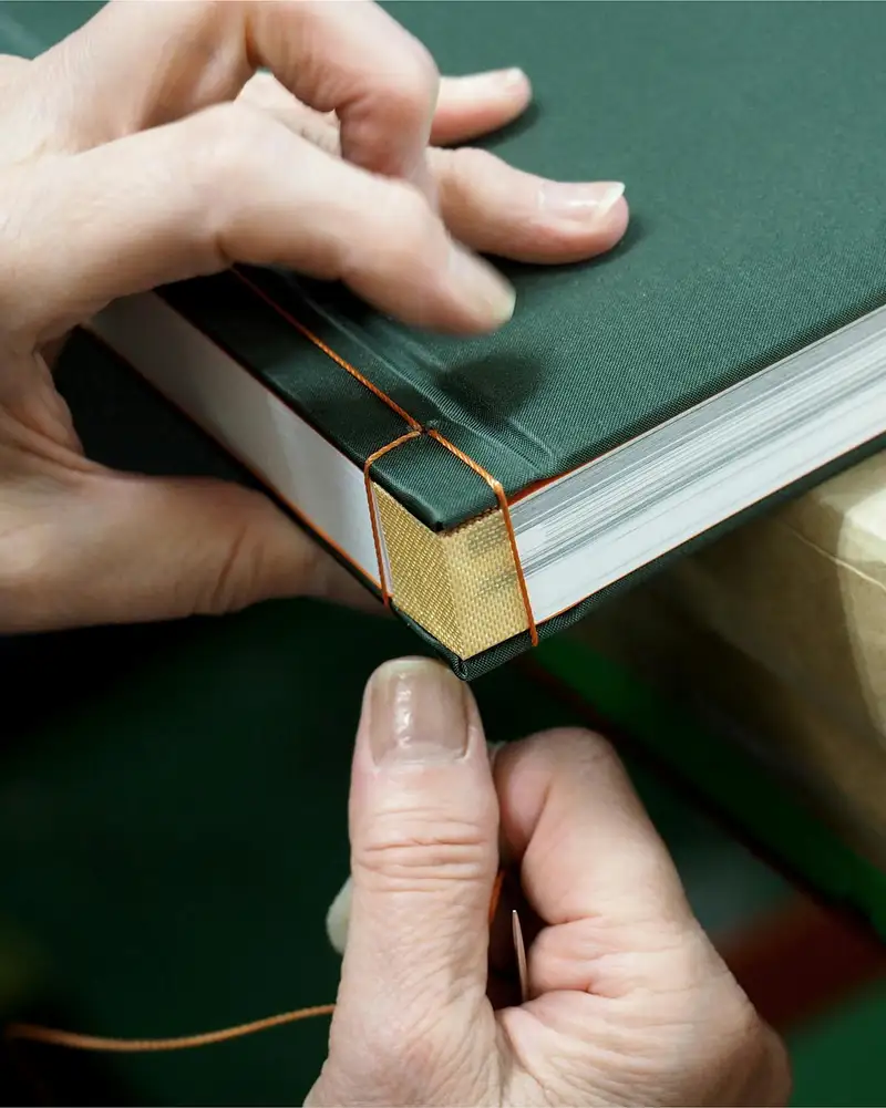 Detail of Yoshida & Co. hand-bound book spine