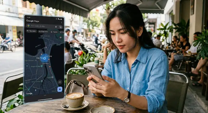 Google Maps location accuracy illustration showing blue circle around location dot