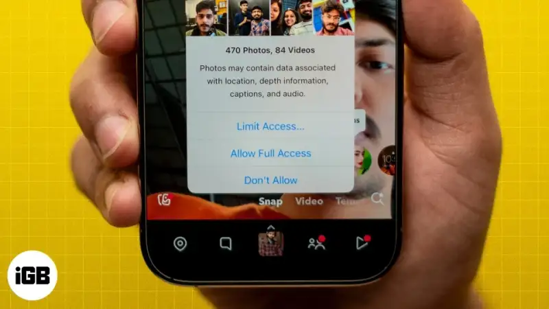 Limiting photo library access settings on mobile devices