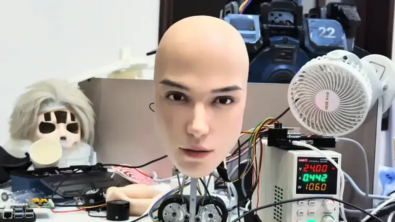 Detail of the facial mechanics and structural design of the Origin F1 bionic head