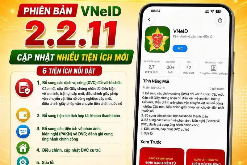 VNeID Update 2.2.11: Expanding Digital Public Services, Payment Integration in Vietnam